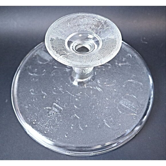 Vintage Cake Plate Harp Pattern Jennette Glass Company 1960's - Picture 3 of 4